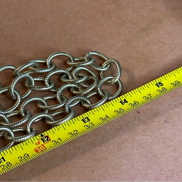 Chico's Signed Long Gold Tone Chain Link Statement Necklace - Picture 6 of 6